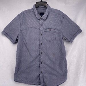 prAna Men’s Slim Fit Button Down Shirt Blue Geometric Print Size XL
